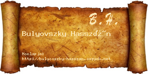 Bulyovszky Hasszán névjegykártya